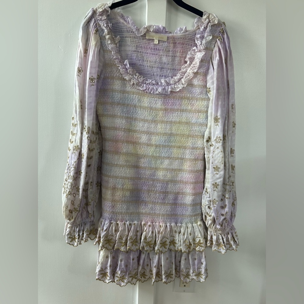 LoveShackFancy Tie-Dye Print Mini Dress